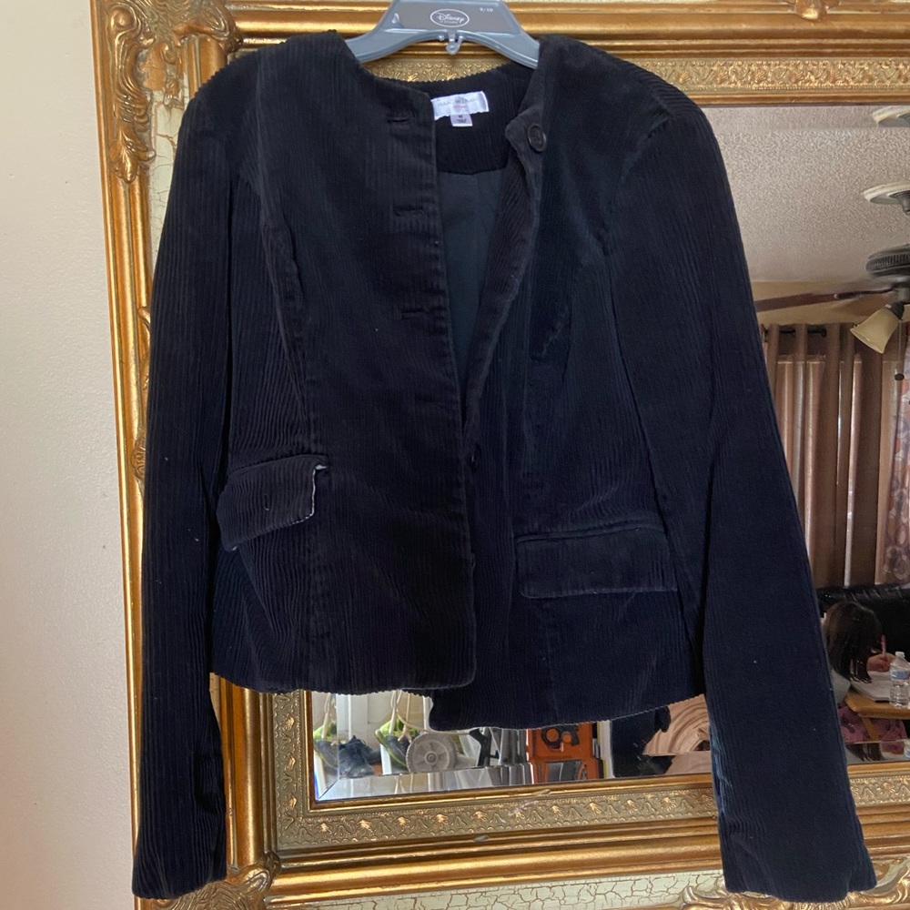 Isaac Mizrahi Black Ribbed Fabric Jacket